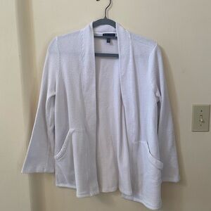 EILEEN FISHER ORGANIC COTTON BLEND WOMENS OPEN FRONT CARDIGAN WHITE SIZE M